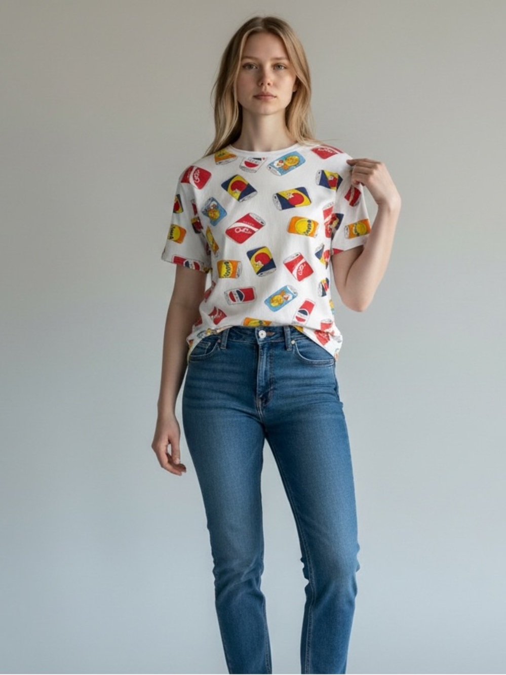 Vintage CHASE New Design Soda Can Print Top Shirt Pop Art Novelty conversation